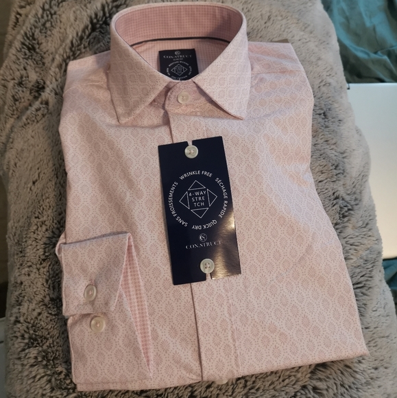 🎁🆕 CONSTRUCT Men's Performance Dress Shirt Stretch Size 14.5 Sleeve 32/33 NWT - Picture 3 of 8